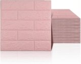 40 PCS Pink 3D Wall Panels, 58 sq.feet Coverage, Printable Wallpaper Sticker with Self-Adhesive Waterproof Brick PE Foam Wall Panels Peel and Stick for Interior Wall Decor, Home Decoration