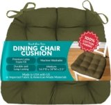 Barnett Home Decor Cotton Duck Dark Sage Green Dining Chair Pad with Ties – Size Medium Size 18 Chair Pad/Jumbo – Latex Foam Fill – Machine Washable, 100% Cotton, Made in USA (Boxwood)