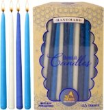Ner Mitzvah Beeswax Chanukah Candles Most Menorahs – Beeswax Candles, Premium Quality Pure Bees Wax for All 8 Nights of Hanukkah – Blue & White, Standard Size Fits (45 Count)